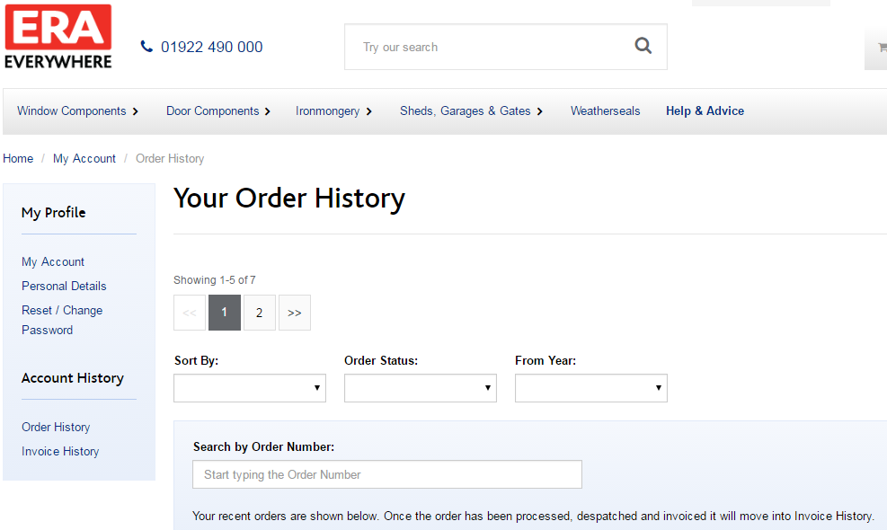 Your Order History Screen Capture Your Order History Screen Capture